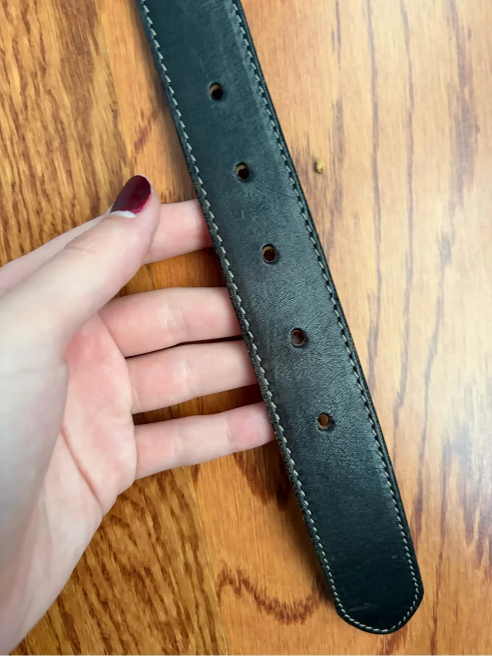 Black Leather Belt with Silver Buckle